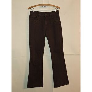 VINTAGE Lauren Ralph Lauren Women's Jeans Petite 2P, Brown Beaded Brass Western